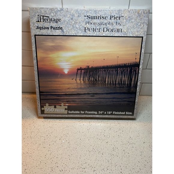 Heritage Jigsaw Puzzle Sunrise Pier Photography by Peter Doran 550 pc. NEW - Picture 1 of 4